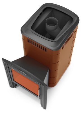 Печь для бани ПБ Тунгуска 2017 Carbon Витра терракота